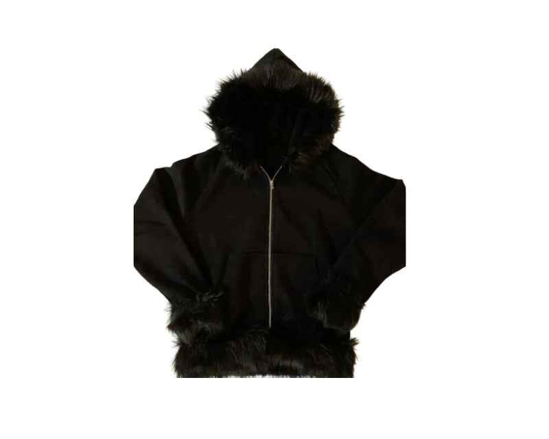 FUR ZIPUP BLACK