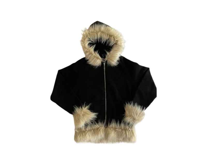 WRLD FUR ZIPUP BEIGE